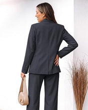 luvamia Pants Suits Women 2 Piece Double Breasted Business Casual Outfits Classic Notch Lapel, Wide Leg Pants, Structured Shoulders, Professional Dressy Pantsuit Set, Office Chic, 2026 Fall Fashion