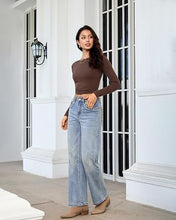 luvamia FleXcLusive Wide Leg Jeans for Women High Waisted Leopard Patchwork Denim Pants Stretchy, Baggy Straight Leg, 29.5" Inseam, Leopard Trimmed Waist & Front Pockets, Cheetah Print Back Pockets, Western Outfit