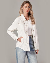 LUVAMIA Denim Jackets for Women Trendy Long Sleeve Button Down Shirt Jacket with Pocket