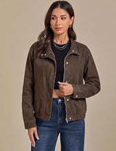 luvamia Jean Jacket Women Funnel Neck Zip Up Oversized Casual Denim Jackets Long Sleeve Short Jackets for Women, Elastic Hem Detail, Side Slant Pockets, Drop Shoulder, No Stretch, Western Fall Outfits