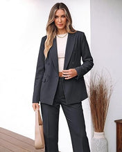 luvamia Pants Suits Women 2 Piece Double Breasted Business Casual Outfits Classic Notch Lapel, Wide Leg Pants, Structured Shoulders, Professional Dressy Pantsuit Set, Office Chic, 2026 Fall Fashion