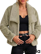 luvamia Faux Fur Jackets for Women Fall Coats Oversized Winter Outerwears Short Pile Surface, Side Pockets, Wide Lapel Collar, Dropped Shoulder, Fall Winter Layering, Snap Button Closure, Open Front