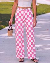 luvamia Checkered Pants Women High Rise Cinch-Waist Stretchy Wide Leg Jeans Adjustable Waist, Patterned Pants for Women, Baggy Jeans Y2K, Checkerboard Print, Alternative Clothes
