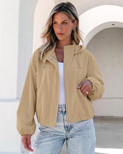 luvamia Women's Funnel Neck Jacket Casual Crop Zip Up Hooded Bomber Jackets Trendy, Oversized, Long Sleeve, Stand Collar, Elastic Cuff and Hem, Cropped, Funnel Neck Jacket Coats for Women, Fall Outfits