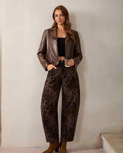 luvamia FleXcLusive Barrel Jeans Women High Waisted Baggy Leopard Cheetah Denim Pants Wide Leg Jeans for Women Trendy Stretchy, Ankle Length, Front Seam, Loose Fit, 27.5 Inch Inseam, Country Concert Outfits