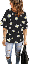 luvamia Women's Casual 3/4 Tiered Bell Sleeve Crewneck Loose Tops Blouses Shirt