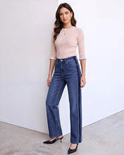 luvamia FleXclusive Straight Leg Jeans for Women High Waisted Tuxedo Stripe Denim Pants 29" Inseam, Stretchy Jean Pants, Tuxedo Stripe On The Side, Relaxed Fit Jeans With Design, 90s Style, Concert Outfits Women