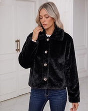 luvamia Faux Fur Jackets for Women Cropped Fuzzy Fluffy Fall Winter Coats Trendy Oversized Jacket, Crop, Lapel, Button Down Closure, Faux Fur Coats with Pockets, Inner Lining, Warm Winter Outerwea