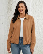 luvamia Faux Suede Jackets for Women Oversized Fall Coats Cropped Outerwear Zip Up, Long Sleeve, Slash Pockets, Modern Western Boho, Lapel Collar, Oversized Bomber Jacket, Drop Shoulder, Gathered Hem