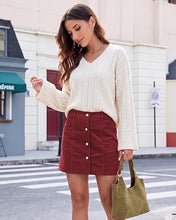 luvamia Corduroy Skirt Women Button Fly Trendy Stretchy Short Fall Skirts Elastic Waist Back, Functional Pockets, Stretchy, Soft Corduroy, Fall Skirts For Women Dressy Casual, Fall Outfits For Women