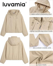 luvamia Women's Funnel Neck Jacket Casual Crop Zip Up Hooded Bomber Jackets Trendy, Oversized, Long Sleeve, Stand Collar, Elastic Cuff and Hem, Cropped, Funnel Neck Jacket Coats for Women, Fall Outfits