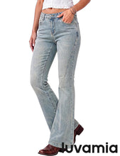 luvamia FleXclusive Flare Jeans for Women Mid Rise Bootcut Denim Pants Distressed Stretchy Denim, Retro Distressed Washed, Chic Y2K Style, Date Night Outfit, Slim Through Knee, Nashville Western Inspired