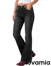 luvamia FleXclusive Flare Jeans for Women Mid Rise Bootcut Denim Pants Distressed Stretchy Denim, Retro Distressed Washed, Chic Y2K Style, Date Night Outfit, Slim Through Knee, Nashville Western Inspired