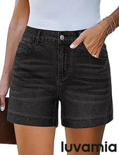 luvamia FleXclusive Jean Shorts for Women High Waisted Mid Thigh Mom Stretch Denim Shorts Casual Summer Jorts Country Concert Outfit