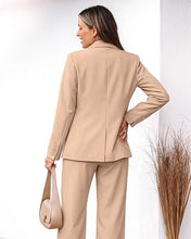 luvamia Pants Suits Women 2 Piece Double Breasted Business Casual Outfits Classic Notch Lapel, Wide Leg Pants, Structured Shoulders, Professional Dressy Pantsuit Set, Office Chic, 2026 Fall Fashion