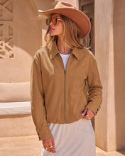 luvamia Faux Suede Jackets for Women Oversized Fall Coats Cropped Outerwear Zip Up, Long Sleeve, Slash Pockets, Modern Western Boho, Lapel Collar, Oversized Bomber Jacket, Drop Shoulder, Gathered Hem