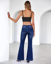 luvamia FleXclusive Flare Jeans for Women Mid Rise Bootcut Denim Pants Distressed Stretchy Denim, Retro Distressed Washed, Chic Y2K Style, Date Night Outfit, Slim Through Knee, Nashville Western Inspired