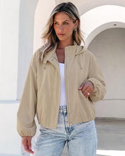 luvamia Women's Funnel Neck Jacket Casual Crop Zip Up Hooded Bomber Jackets Trendy, Oversized, Long Sleeve, Stand Collar, Elastic Cuff and Hem, Cropped, Funnel Neck Jacket Coats for Women, Fall Outfits