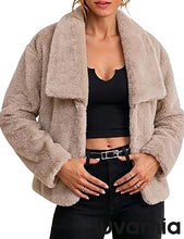 luvamia Faux Fur Jackets for Women Fall Coats Oversized Winter Outerwears Short Pile Surface, Side Pockets, Wide Lapel Collar, Dropped Shoulder, Fall Winter Layering, Snap Button Closure, Open Front