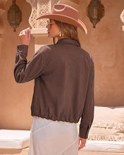 luvamia Faux Suede Jackets for Women Oversized Fall Coats Cropped Outerwear Zip Up, Long Sleeve, Slash Pockets, Modern Western Boho, Lapel Collar, Oversized Bomber Jacket, Drop Shoulder, Gathered Hem