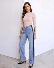 luvamia FleXclusive Straight Leg Jeans for Women High Waisted Tuxedo Stripe Denim Pants 29" Inseam, Stretchy Jean Pants, Tuxedo Stripe On The Side, Relaxed Fit Jeans With Design, 90s Style, Concert Outfits Women