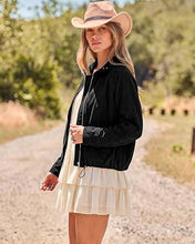 luvamia Faux Suede Jackets Women Oversized Cropped Funnel Neck Zip Up Coats Soft Faux Suede, Stand Collar, Loose Fit, Front Zipper, Modern Bomber Silhouette & Adjustable Hem, Fall Essential Outerwear