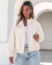 luvamia Women's Funnel Neck Jacket Casual Crop Zip Up Hooded Bomber Jackets Trendy, Oversized, Long Sleeve, Stand Collar, Elastic Cuff and Hem, Cropped, Funnel Neck Jacket Coats for Women, Fall Outfits