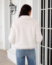 luvamia Faux Fur Jackets for Women Shaggy Crop Coats Fall Winter Outerwear Hook Closure, Long Sleeve, Lapel Collar, Date Night Outfit, Drop Shoulder, Clean Front Design, Long Pile Texture, Solid Color