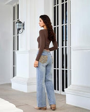 luvamia FleXcLusive Wide Leg Jeans for Women High Waisted Leopard Patchwork Denim Pants Stretchy, Baggy Straight Leg, 29.5" Inseam, Leopard Trimmed Waist & Front Pockets, Cheetah Print Back Pockets, Western Outfit