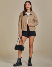 luvamia Jean Jacket Women Funnel Neck Zip Up Oversized Casual Denim Jackets Long Sleeve Short Jackets for Women, Elastic Hem Detail, Side Slant Pockets, Drop Shoulder, No Stretch, Western Fall Outfits
