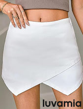 LUVAMIA Denim High Waisted Shorts Skort Stretch Asymmetrical Wrap Skirt