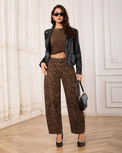 luvamia FleXcLusive Barrel Jeans Women High Waisted Baggy Leopard Cheetah Denim Pants Wide Leg Jeans for Women Trendy Stretchy, Ankle Length, Front Seam, Loose Fit, 27.5 Inch Inseam, Country Concert Outfits