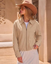 luvamia Faux Suede Jackets for Women Oversized Fall Coats Cropped Outerwear Zip Up, Long Sleeve, Slash Pockets, Modern Western Boho, Lapel Collar, Oversized Bomber Jacket, Drop Shoulder, Gathered Hem