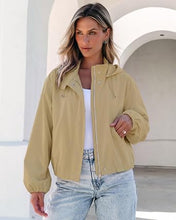 luvamia Women's Funnel Neck Jacket Casual Crop Zip Up Hooded Bomber Jackets Trendy, Oversized, Long Sleeve, Stand Collar, Elastic Cuff and Hem, Cropped, Funnel Neck Jacket Coats for Women, Fall Outfits