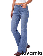 luvamia FleXclusive Flare Jeans for Women Mid Rise Bootcut Denim Pants Distressed Stretchy Denim, Retro Distressed Washed, Chic Y2K Style, Date Night Outfit, Slim Through Knee, Nashville Western Inspired