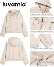 luvamia Women's Funnel Neck Jacket Casual Crop Zip Up Hooded Bomber Jackets Trendy, Oversized, Long Sleeve, Stand Collar, Elastic Cuff and Hem, Cropped, Funnel Neck Jacket Coats for Women, Fall Outfits