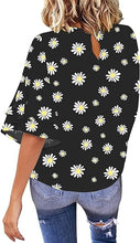 luvamia Women's Casual 3/4 Tiered Bell Sleeve Crewneck Loose Tops Blouses Shirt