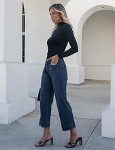 luvamia Wide Leg Jeans for Women Trendy High Waisted Flare Jeans Cropped Denim Pants Stretchy Baggy with Patch Pockets