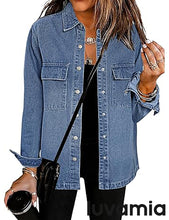 luvamia 2025 Jean Jackets for Women Fashion Oversized Button Down Denim Jacket Western Fall Shacket Jacket with Pockets