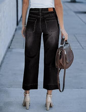 luvamia Wide Leg Jeans for Women Trendy High Waisted Flare Jeans Cropped Denim Pants Stretchy Baggy with Patch Pockets