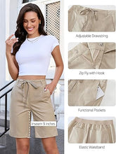 luvamia Bermuda Shorts for Women Trendy High Waist Knee Length Chino Long Shorts Drawstring Summer Casual Short 9"