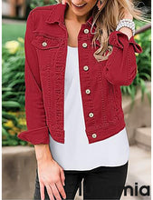 luvamia Women's Basic Button Down Stretch Fitted Long Sleeves Denim Jean Jacket