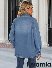 luvamia 2025 Jean Jackets for Women Fashion Oversized Button Down Denim Jacket Western Fall Shacket Jacket with Pockets