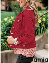 luvamia Women's Basic Button Down Stretch Fitted Long Sleeves Denim Jean Jacket