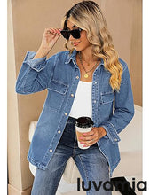 luvamia 2025 Jean Jackets for Women Fashion Oversized Button Down Denim Jacket Western Fall Shacket Jacket with Pockets