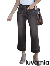 luvamia Wide Leg Jeans for Women Trendy High Waisted Flare Jeans Cropped Denim Pants Stretchy Baggy with Patch Pockets