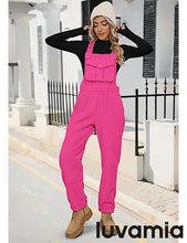 Women's No Stretch Adjustable Fleece Overalls Casual Jumpsuits With Pockets