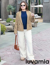 LUVAMIA Women Suit Jacket Double-Breasted Business Casual Long Sleeve Suiting Blazers