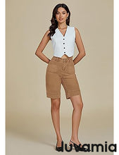 LUVAMIA Women's Knee-Length Bermuda Summer Denim Shorts Barely Shorts