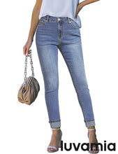 LUVAMIA Women's Full Length High Waist Skinny Fit Denim Slight Stretch Slim Jeans